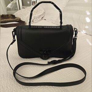 Steve Madden NWT BGINERVA Black Lock Crossbody Satchel
